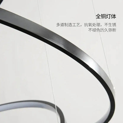 DecorBites™ Copper Circle Chandelier: Modern Minimalist Luxury for Living Room, Restaurant, Villa Staircase