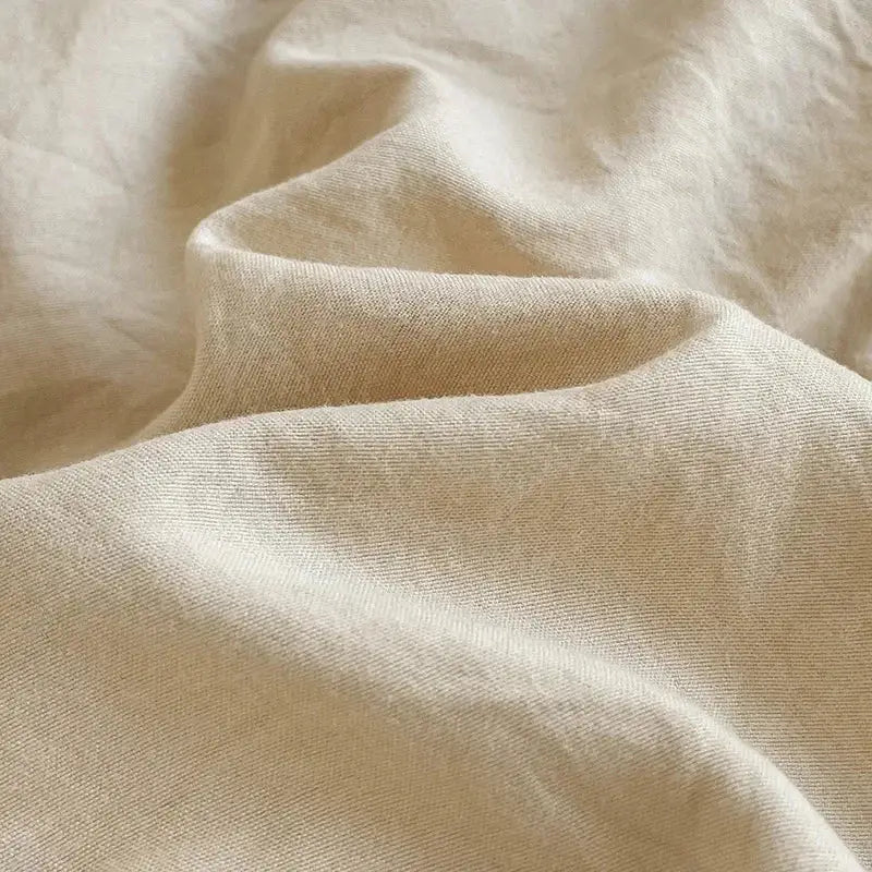 Beige linen fabric with a subtle textured weave in decorbites cotton bedding set duvet cover