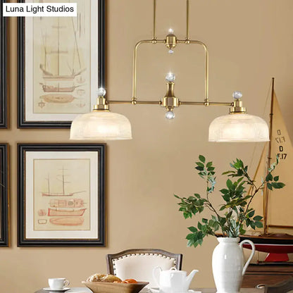 Brass industrial-style DecorBites light kit with frosted glass shades and clear prismatic glass crystal accents