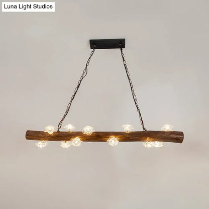 Decorbites country style mushroom chandelier indoor pendant with rustic wooden logs and warm glass globe bulbs