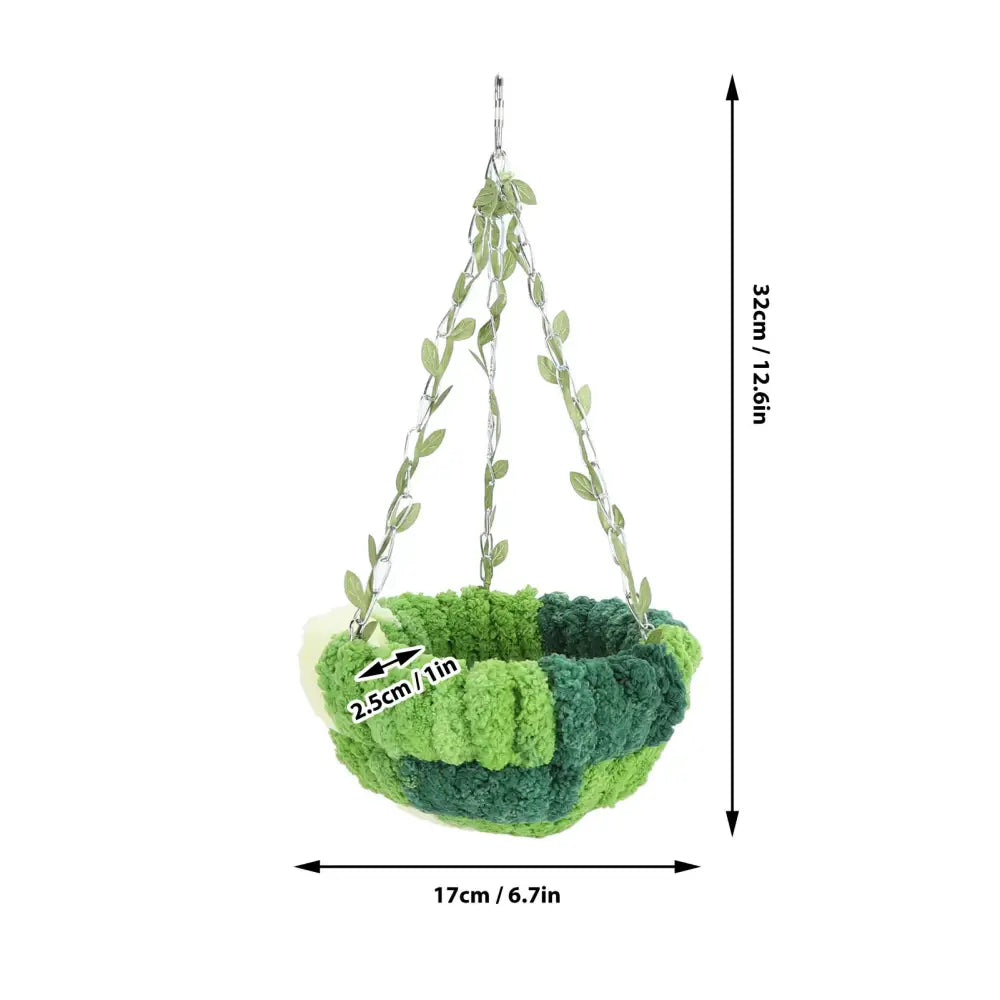 Decorbites cozy coral fleece green parrot hammock bed with chunky knit and leaf-adorned metal hanging chains