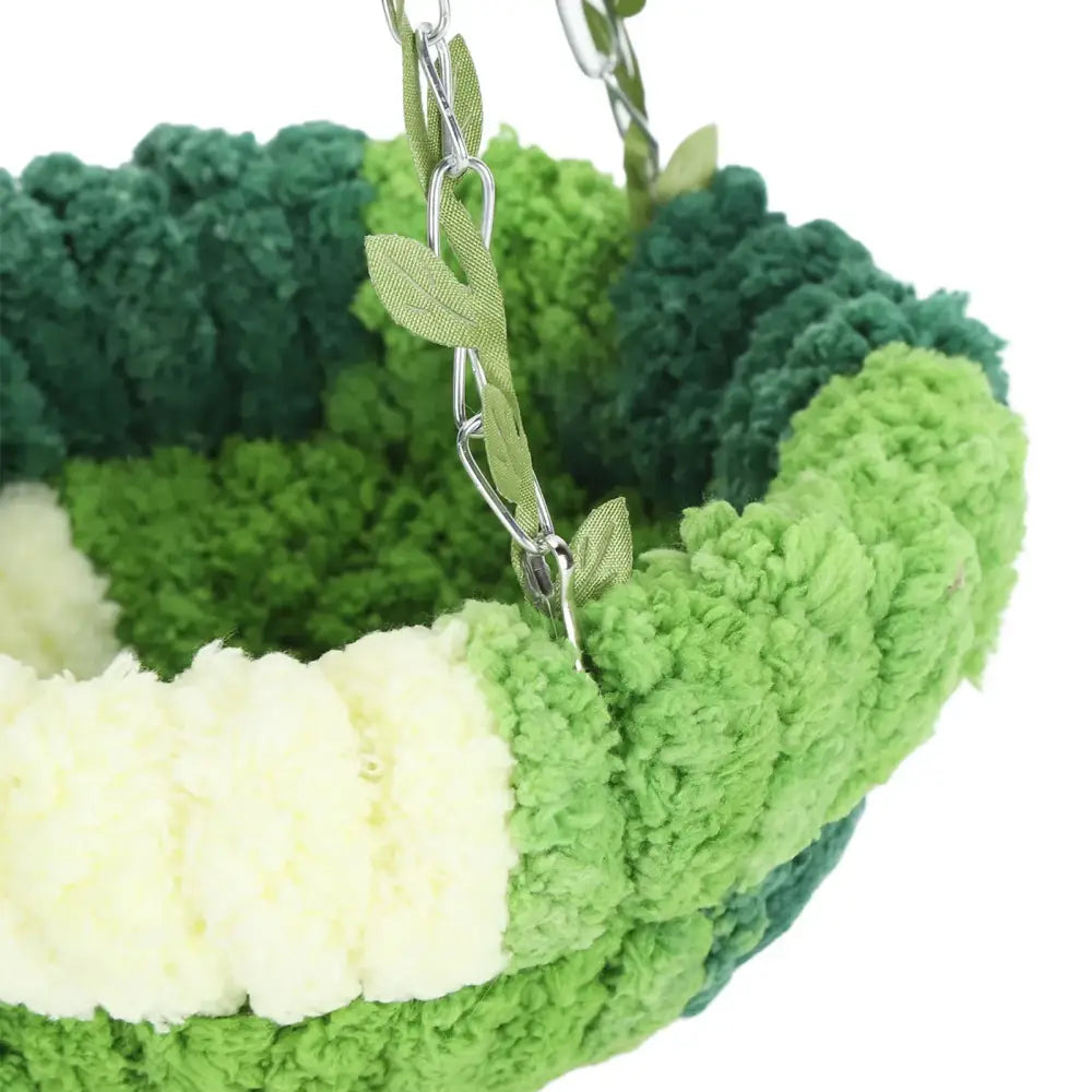 Decorbites cozy coral fleece parrot hammock bed in green with plush gradient fleece fabric for comfortable use