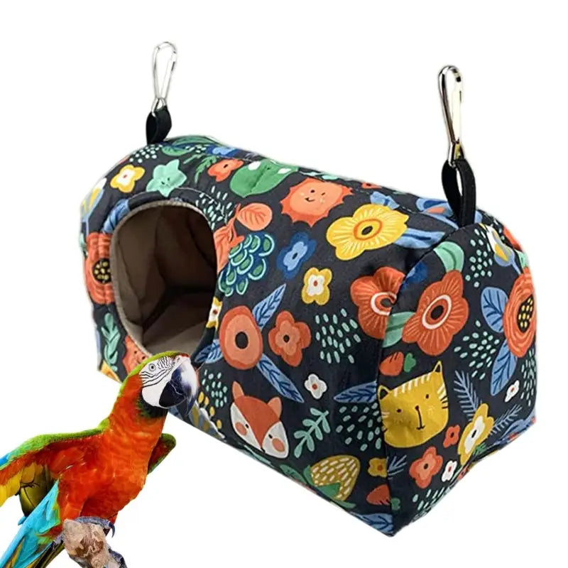 Decorbites cozy hanging hammock for small pets is a warm bird parrot nest hammock with vibrant floral print and metal hooks