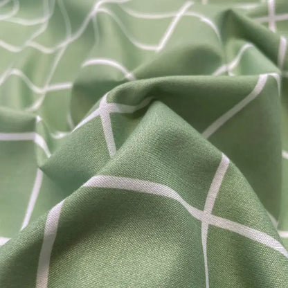 Soft sage green nordic plaid 1pc duvet cover with subtle white geometric lattice pattern in DecorBites cozy bedding set