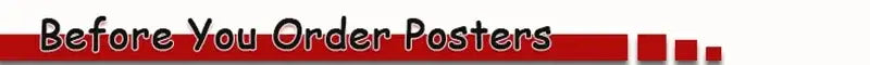 Red banner with black text before you order posters on decorbites™ cr7 self-adhesive art poster for home decor