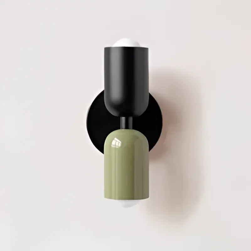 Black and olive green two-tiered matte finish wall lamp from decorbites cream double head collection for bedroom use