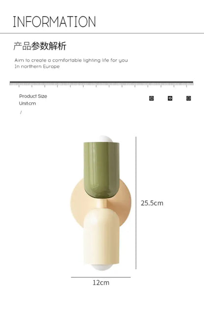 Modern two-tiered decorbites cream double wall lamp with olive green and cream cylindrical shades on brass base