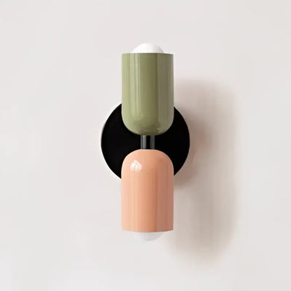 Olive and peach cream double head wall lamp by Decorbites with matte finish designed for bedroom lighting