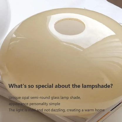 Decorbites cream glass oval pendant light with opal semi-round beige glass lampshade and chrome hardware for dining room
