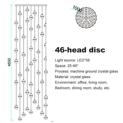 Decorbites crystal ball chandelier with 46 machine-ground crystal glass discs and led lighting for dining room