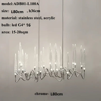 Chrome finished stainless steel and acrylic decorbites crystal branch chandelier with 16 led g4 bulbs for dining room