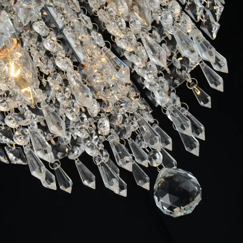 Clear crystal decorbites crystal ceiling chandelier with faceted teardrop and spherical pendants for luxury living room lighting