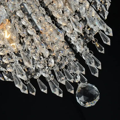 Clear crystal decorbites crystal ceiling chandelier with faceted teardrop and spherical pendants for luxury living room lighting