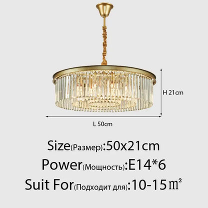 Gold-toned decorbites crystal ceiling chandelier with cascading clear crystal prisms and twisted brass chain for living room