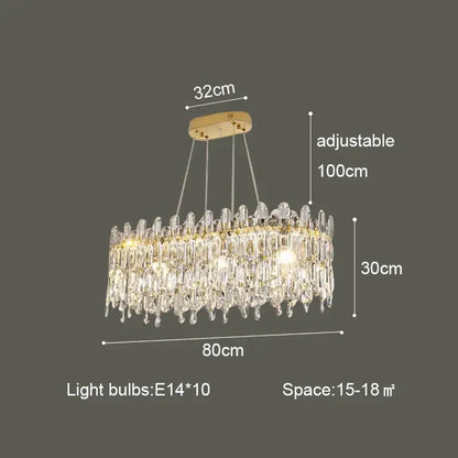 DecorBites crystal ceiling chandelier with gold ceiling mount and clear glass prisms for luxurious indoor lighting