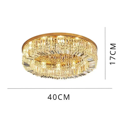 Gold-toned DecorBites crystal ceiling lamp with multi-tier faceted crystal rods for modern bedroom and living room lighting