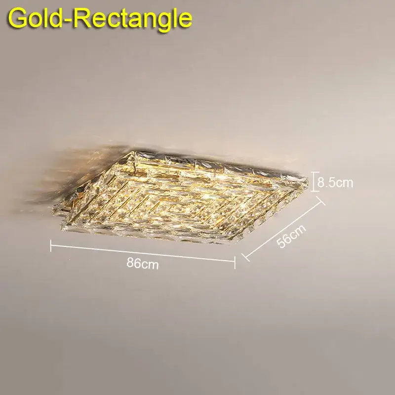 Gold rectangular decorbites crystal ceiling lamp with geometric crystal design for modern indoor ceiling lighting