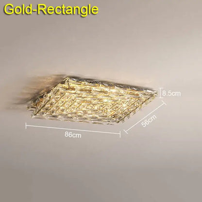 Gold rectangular decorbites crystal ceiling lamp with geometric crystal design for modern indoor ceiling lighting