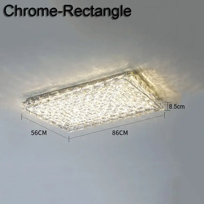 DecorBites crystal ceiling lamp with chrome finish and intricate crystal design emitting warm white light for indoor use