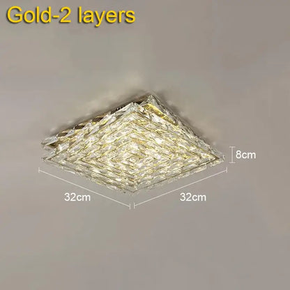 A square decorbites crystal ceiling lamp with gold and clear crystal elements for modern indoor lighting