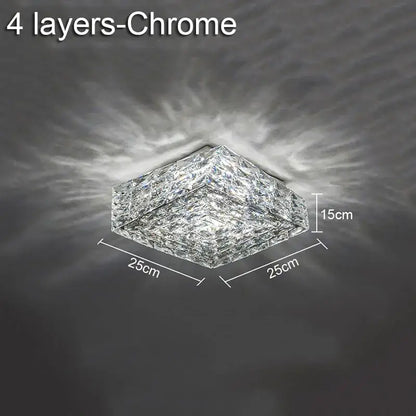 Chrome-finished multi-layered decorbites crystal ceiling lamp with faceted crystal design for modern indoor lighting