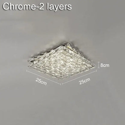 Decorbites crystal ceiling lamp two-layered chrome ceiling lamp with textured geometric design for indoor use