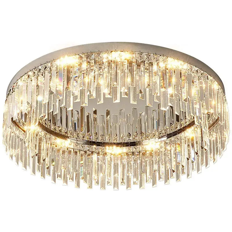 Decorbites crystal ceiling lamp modern circular ceiling lamp with clear crystal prisms and warm led lighting