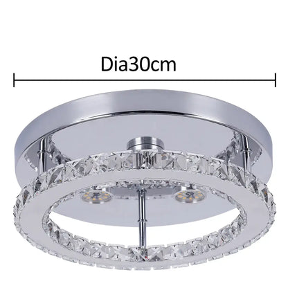 Decorbites crystal ceiling lamp smart led chandelier with chrome double-ring design and clear faceted crystals