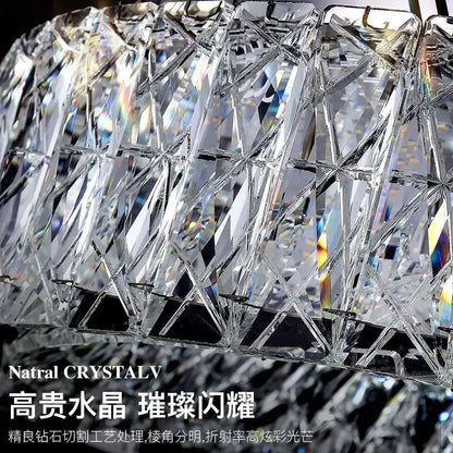 DecorBites crystal ceiling light with faceted diamond-cut design refracting vibrant rainbow hues for modern spaces