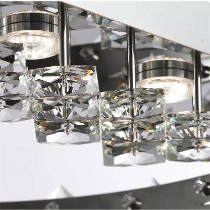 Modern decorbites crystal ceiling light with faceted clear glass cubes and polished chrome for living and dining rooms