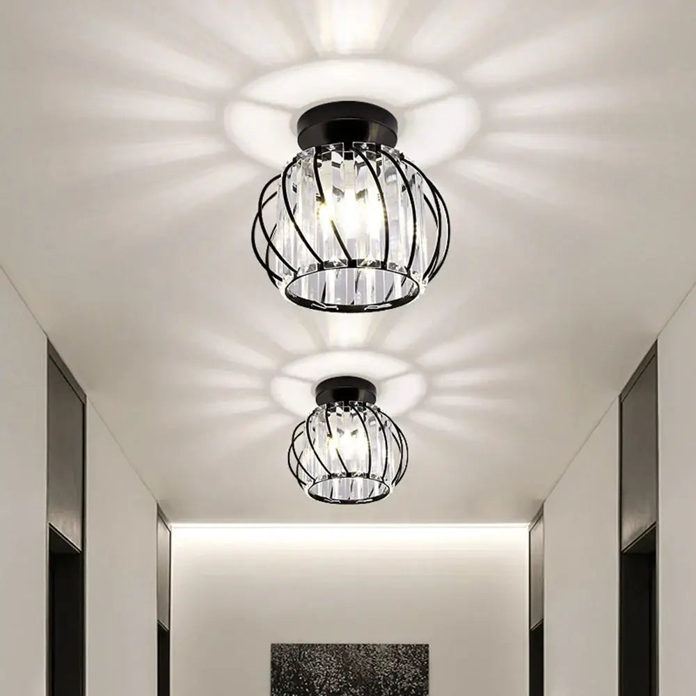 Black metal cage ceiling light with clear crystal accents by decorbites crystal ceiling light for indoor use