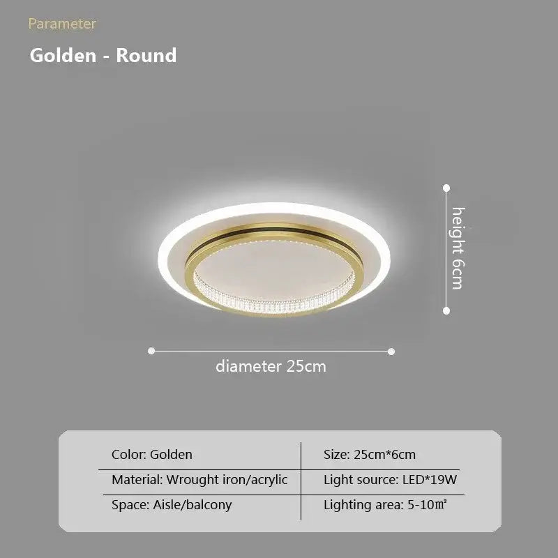Golden round decorbites crystal ceiling light with wrought iron acrylic design and 19w led ring for modern indoor lighting