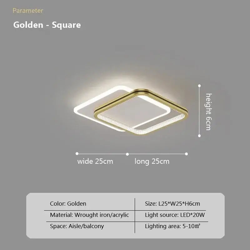Golden square led ceiling lights with modern double-layer wrought iron and acrylic design from decorbites crystal ceiling lights