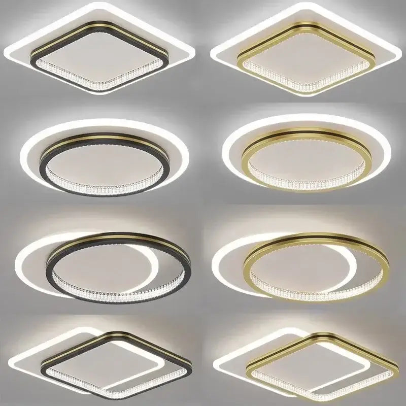 Modern led ceiling lights by DecorBites featuring black and gold crystal ceiling lights with sleek metallic frames