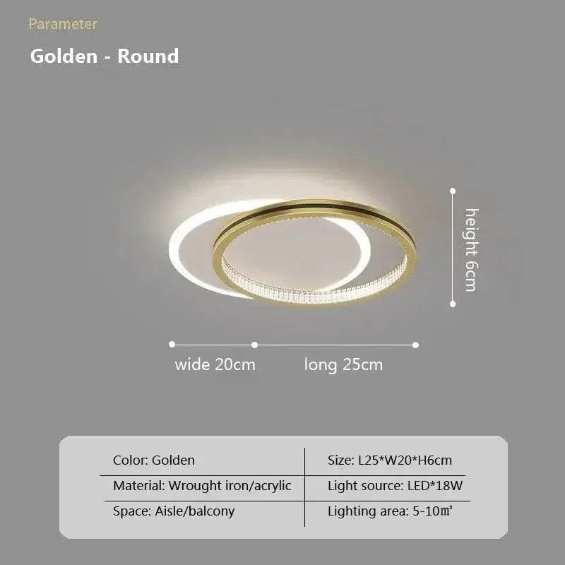 Golden round decorbites™ crystal ceiling light with wrought iron, acrylic design, and inner ring of sparkling crystals