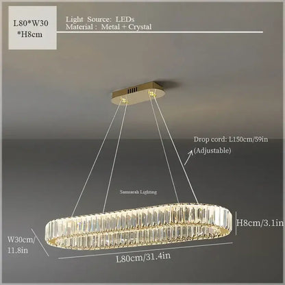 Gold-toned decorbites crystal ceiling pendant chandelier with faceted crystals and led lighting for luxe room decor