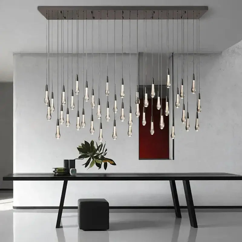 Modern minimalist pendant lights with teardrop glass bulbs and metallic frame for decorbites crystal ceiling pendant