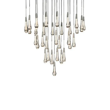 Modern chandelier with clear glass teardrop pendants and thin metallic rods decorbites crystal ceiling pendant lights