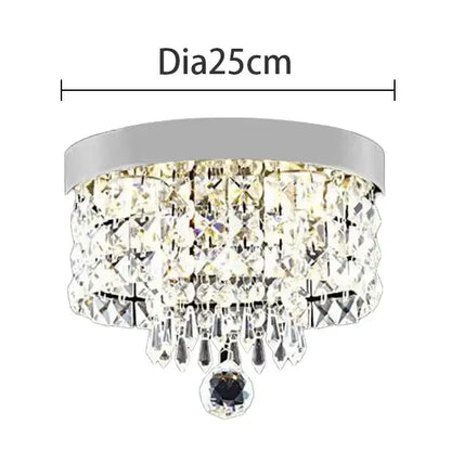 Decorbites crystal chandelier ceiling lamp with chrome base and clear crystal prisms for entrance and kitchen decor