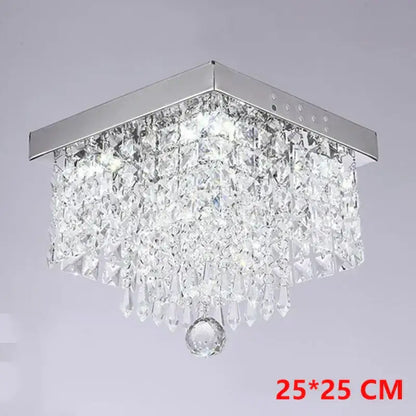 DecorBites™ crystal chandelier ceiling lamp with chrome frame and clear faceted crystals for entrance and kitchen decor