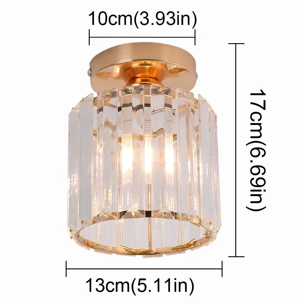 A gold-toned decorbites crystal chandelier ceiling light with clear vertical crystal prisms for modern decor