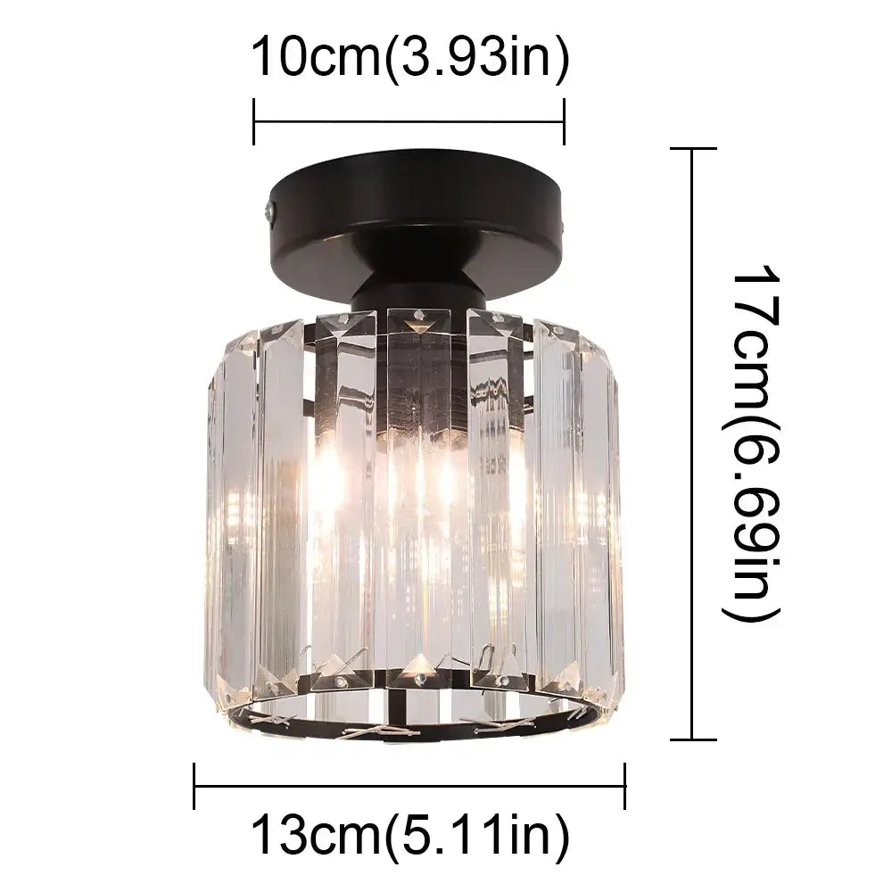 Black-finished DecorBites crystal chandelier ceiling light with clear faceted glass prisms for modern living room decor