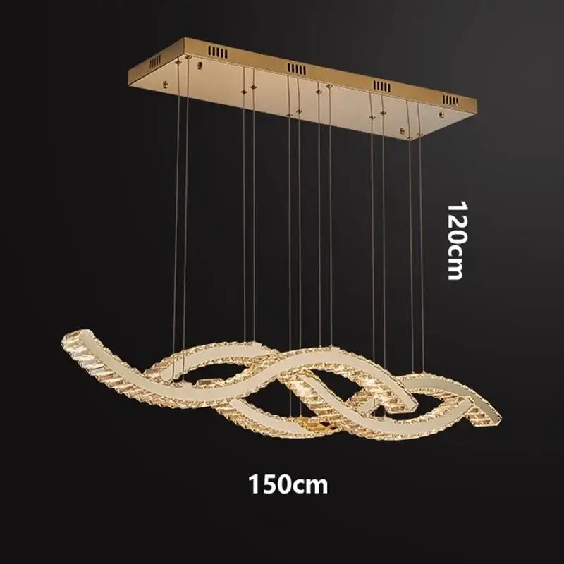 Gold-toned decorbites crystal chandelier pendant light with modern intertwined crystals for dining and living rooms