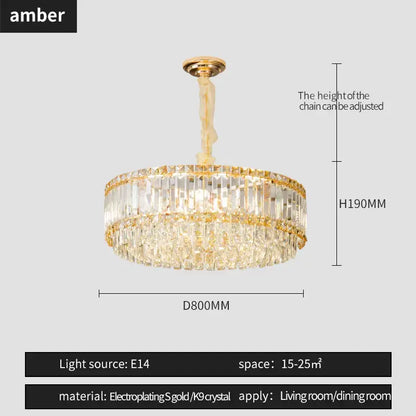 Gold electroplated decorbites crystal chandelier with clear k9 crystals for elegant living and dining rooms