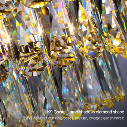 A dazzling decorbites crystal chandelier with k9 crystal diamond-shaped facets for living room bedroom and dining room