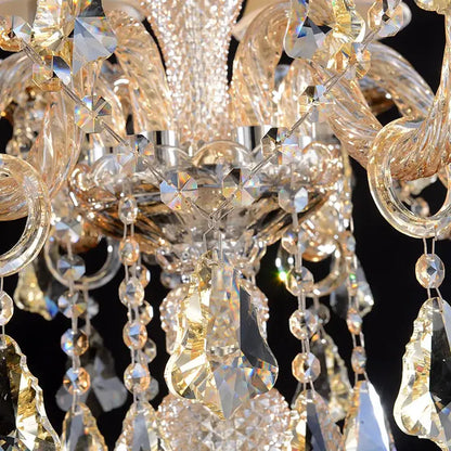 DecorBites crystal chandelier floor lamp with intricate faceted glass and golden accents for elegant living room decor