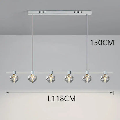 Modern chrome finished decorbites crystal chandelier with five hexagonal crystal shades for living and dining rooms