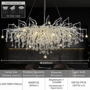 DecorBites™ crystal chandelier with aluminum arms and clear droplets for living room lamp package lighting