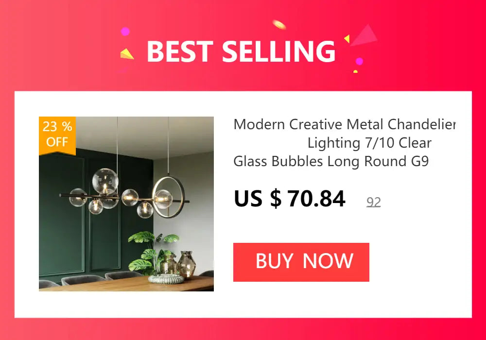 DecorBites™ crystal chandelier with clear glass bubbles metal design for living room lamp package lighting fixture