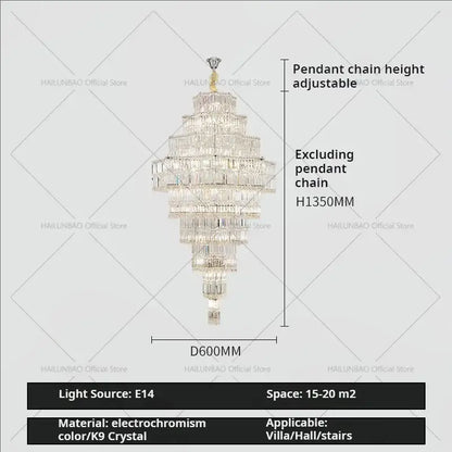 DecorBites crystal chandelier with gold-toned frame and clear k9 crystals for elegant living room in European villa